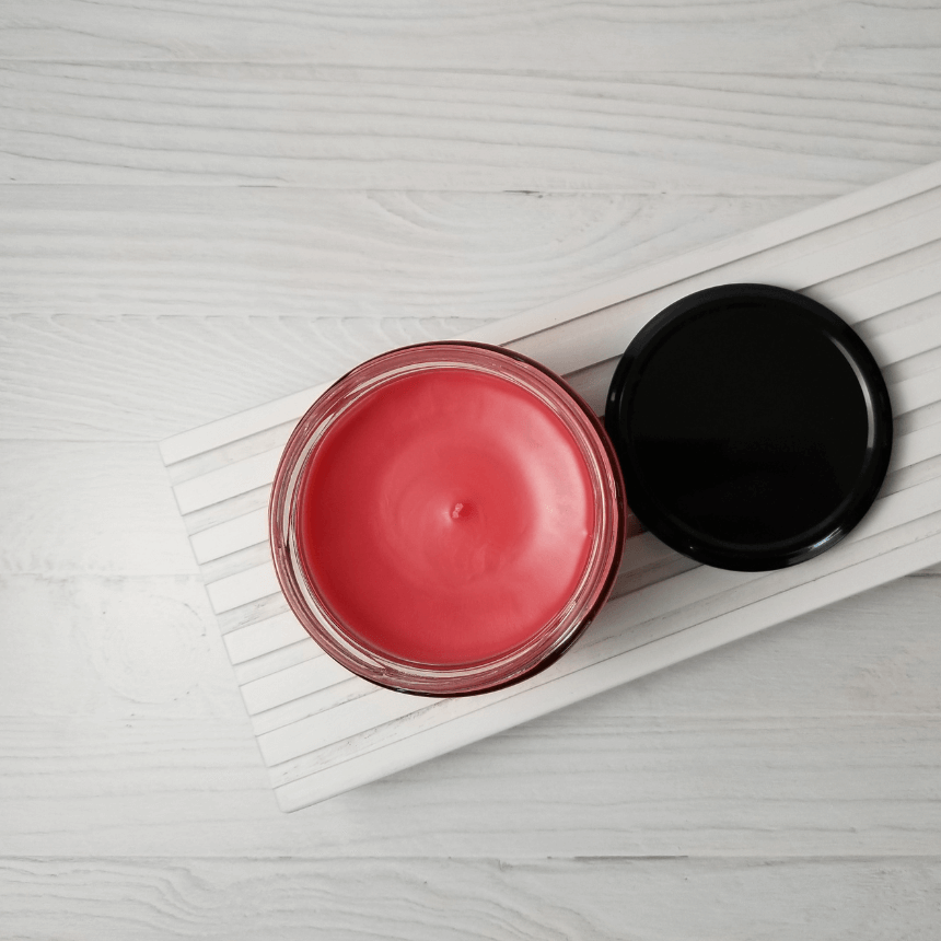 Top down view of the fruit salad candle.