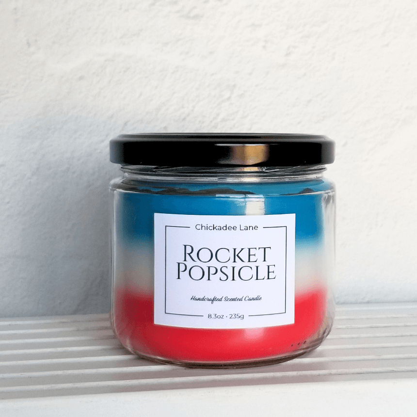 Product photo for Rocket Popsicle candle.