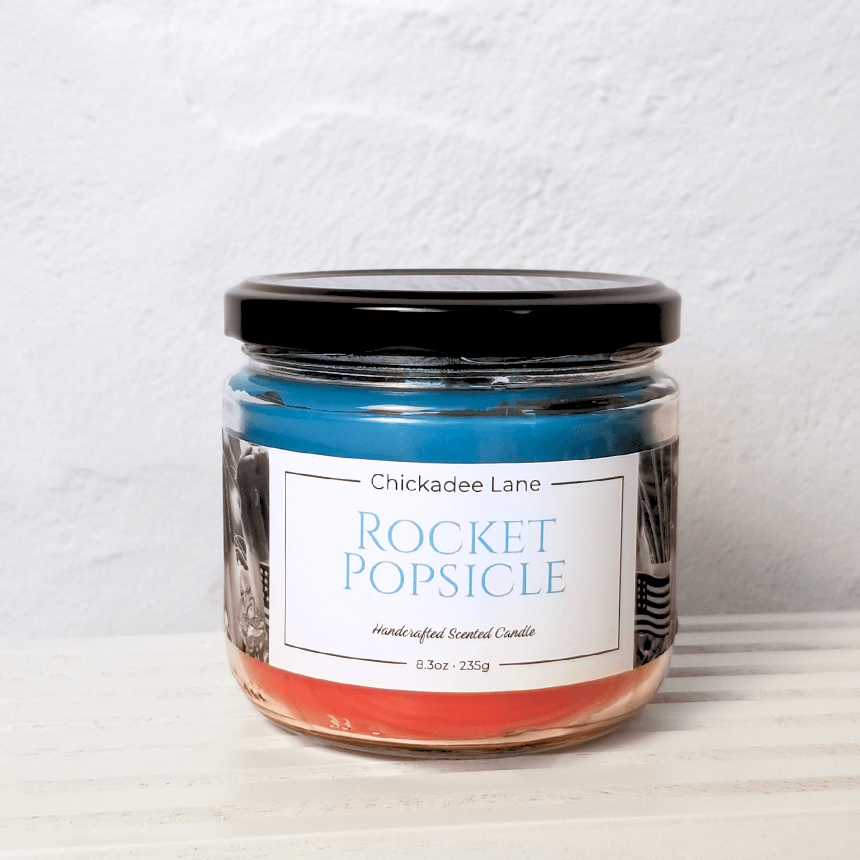 Product photo for Rocket Popsicle candle.