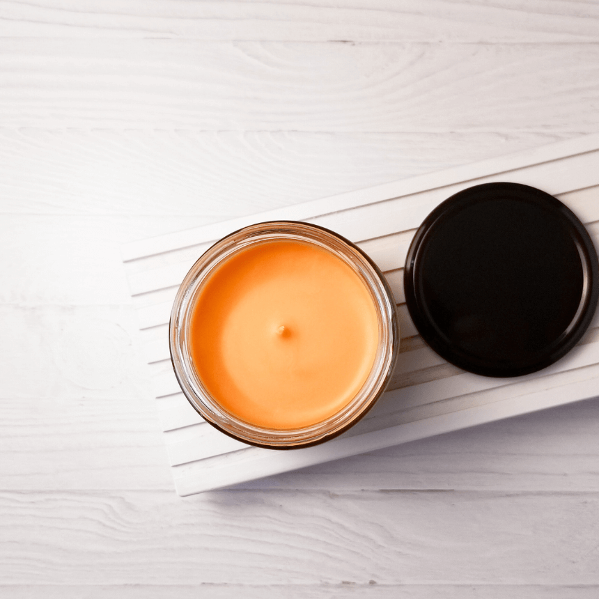 Top-down view of the Comfort and Joy candle.