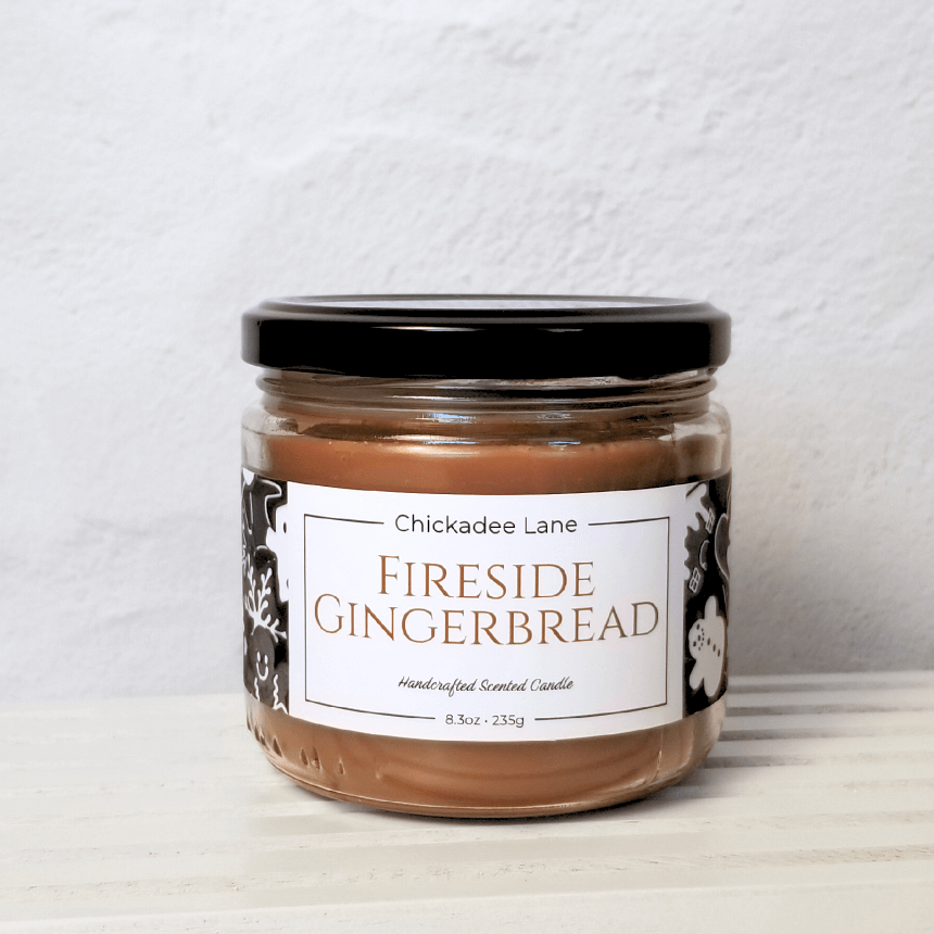 Product photo for Fireside Gingerbread candle.