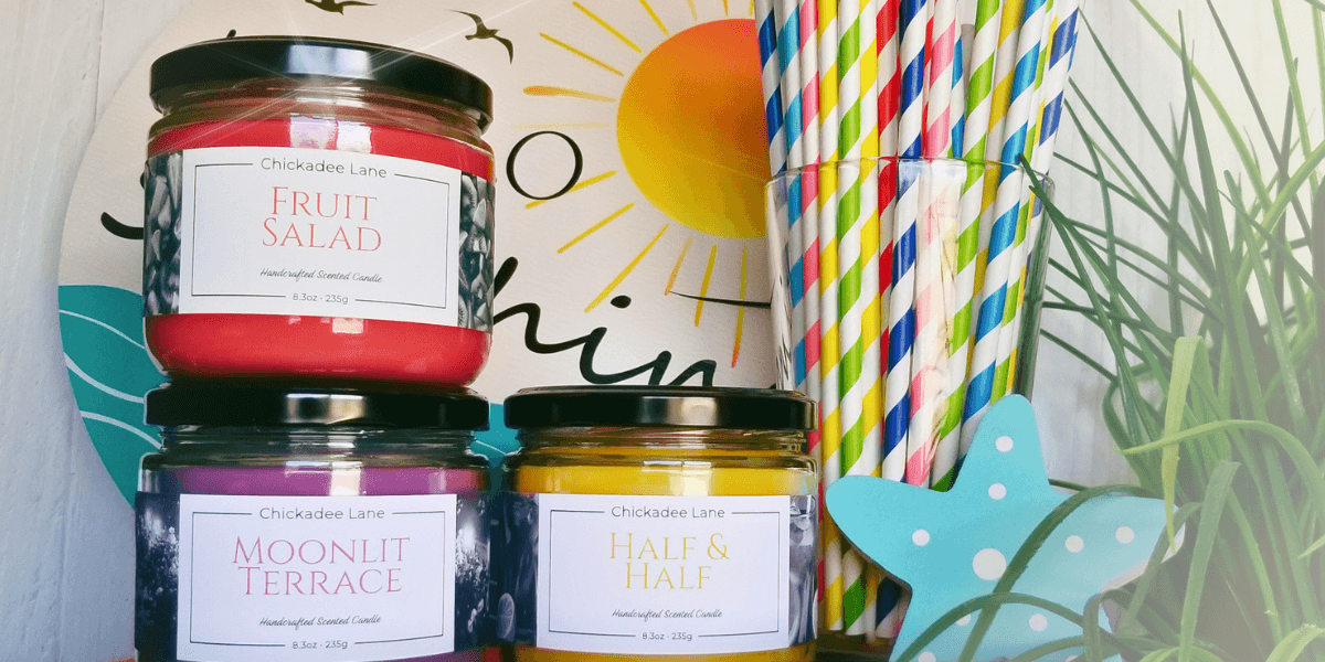 A group of summer scents candles.